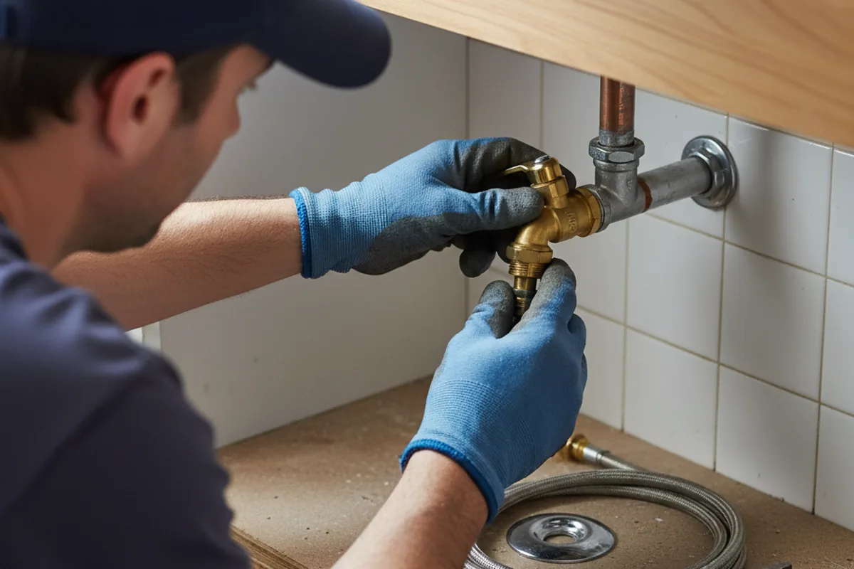 Shutoff valve and fitting work during Burst Pipe Repair in Troy